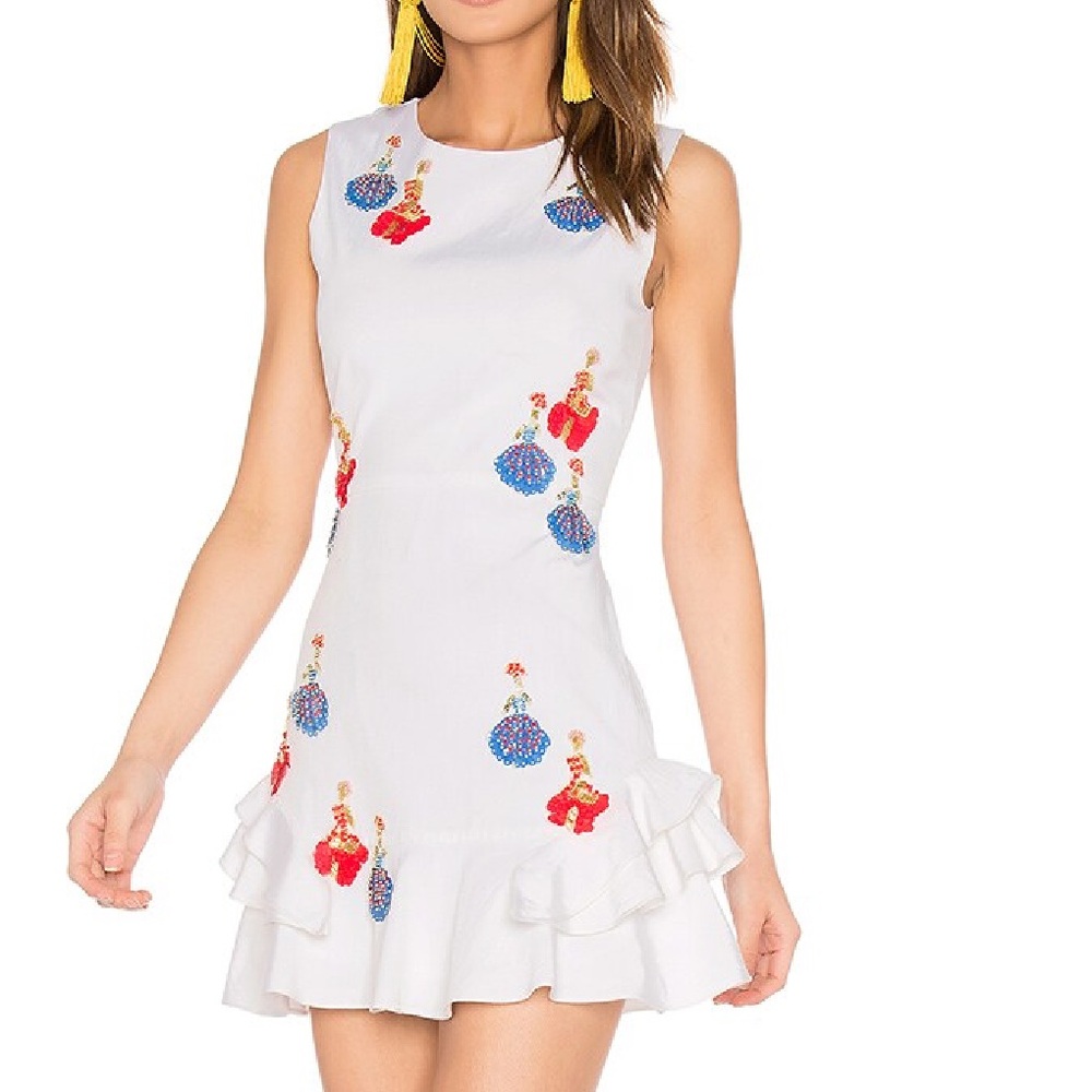 Tanya Taylor Lula Beaded Sequin Embroidered Dress Size 4 Multi Colored
